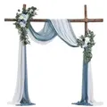 VEVOR Künstliches Blumenset für Hochzeit Bogen, blaue Blumen für Traubogen mit Vorhängen (4er-Set) _ 2 Blumenarrangements, 2 transparente Vorhäng