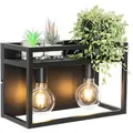 Qazqa Wandleuchte Cage rack, LED wechselbar, E27, Schwarz, Industrie, Stahl, 2-flammig schwarz