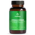 Vitabay Omega 3 Vegan 60 Kapseln mit 1100mg reinem Algenöl mit Vitamin E – hochdosiert - DHA 600mg & 300mg EPA - Laborgeprüft in Deutschland & ohne Zusatzstoffe - Qualität aus der Natur