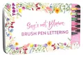 Handlettering Designdose Brush Pens Sag's mit Blumen Dose (19 x 11,5 cm), 6 B...