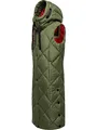 Navahoo warme Damen Winter Steppweste lang mit Kapuze Schnuckel Olive Gr. S