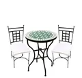 Marrakesch Orient & Mediterran Interior Gartentisch Bistro Set mediterran Estrella Grün Weiss Athen (2-St), Handarbeit