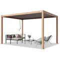 Primeyard Pergola 3x4 M Aluminium-pfosten In Holzoptik Mit Lamellendach Aus Stahl Terrassenüberdachung