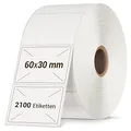 VIOKS Etiketten Selbstklebend 2100x Klebeetiketten zum Beschriften 57x32mm für Labeldrucker DHL Etikettendrucker/Druckerpapier Aufkleber zum Beschriften - Selbstklebende Etiketten zum Beschriften
