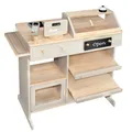 howa Kaufladen - Kaufmannsladen aus Holz, mit Spielkasse und Spielzeugkartenleser, Tafel für Kreide, Vitrine, Klingel, Holzspielzeug Natur / beige 47551