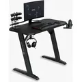 SENSE7 Nomad Classic, Computertisch Gamingtisch, Schreibtisch, kompakte Tischplatte 100 x 50 cm, Getränkehalter, Kopfhörerhalter, Kabelorganisator - Schwarz