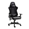 L33T Gaming Stuhl - Evolve Gaming Chair - Bürostuhl Ergonomischer Chefsessel Pro Comfort PC-Stuhl mit Nacken, u. Lendenwirbelkissen, Verstellbarer Schreibtischstuhl, PU-Lederbezug, Schwarz