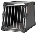 TRIXIE Hunde-Transportbox Aluminium in graphit – M: 55 × 61 × 74 cm, stabile und geräuscharme Hundebox mit abgeschrägten Seiten, Sicherheitsverschluss & rutschfester Liegematte – 39337