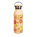 Sass & Belle 70er Jahre Floral Edelstahl Wasserflasche - 500ml doppelwandig isoliert mit Retro-Blumendruck in Orange, Gelb & Rot, ideal für heiße oder kalte Getränke, umweltfreundliche