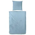 Mako-Satin-Bettwäsche Bettwäschegarnitur 3-teilig Baumwolle Blau 200 x 200 cm