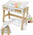Juskys Kinder Schreibtisch Fietje Plus - Neigungs- & höhenverstellbarer Lerntisch - 2 Schubladen