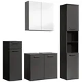 Mokebo Badmöbel-Set, Schwarz, Holzwerkstoff, 136x180x34 cm, Badezimmer, Badmöbelsets & Badmöbelserien, Badmöbel-Sets