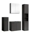 mokebo Badmöbel-Set Der Steuermann, (4-teilig), Unterschrank, Beistellschrank, Hochschrank & Spiegelschrank Schwarz