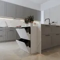 Mülleimerschrank mit 4 Abfalleimer - ca. 60 x 24 x 80 cm - Weiß