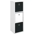 Vicco Bücherregal Hylda, weiß, mit 3 Faltboxen, aus Holz, 3 Fächer, 29 x 83 x 26cm