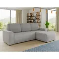 Ecksofa Roma L mit Schlaffunktion und Bettkasten - Cord Stoff - L-Form Couch, Polstersofa, Schlafsofa, Sofagarnitur (Grau (Poso 110)) - Grau