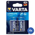 4x Varta Longlife Power C Batterie Für Haushaltsgebrauch Blister Blau Silber