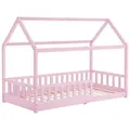 Juskys Kinderbett, Rosa, Holz, 90x200 cm, Kinder- & Jugendzimmer, Kindermöbel, Kinderbetten, Hausbetten