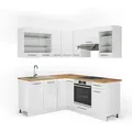 Vicco Eckküche, Weiß Hochglanz, Weiß, Holzwerkstoff, L-Form,L-Form, 190x82x60 cm, Küchen, Eckküchen, Eckküchen ohne Geräte