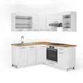 Vicco Winkelküche Fame-Line, Weiß Hochglanz/Weiß, 160 x 190 cm, AP Eiche, Weiß Hochglanz/Weiß | Front: Weiß Hochglanz | Arbeitsplatte: Goldkraft Eiche