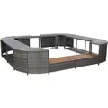 vidaXL Whirlpool-Umrandung Quadratisch Grau 268x268x55 cm Poly Rattan 46074