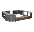 vidaXL Whirlpool NA Whirlpool-Umrandung Quadratisch Grau 268x268x55 cm Polyrattan