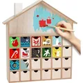 BRUBAKER Wiederverwendbarer Adventskalender zum Befüllen mit 24 Schubladen - DIY Weihnachtskalender zum Bemalen, Basteln und Selbstgestalten - Bla... - Beige