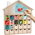 BRUBAKER Adventskalender zum Befüllen mit 24 Schubladen - Wiederverwendbarer DIY Weihnachtskalender zum Bemalen, Basteln und Selbstgestalten - Blanko Weihnachtshaus - 33,3 cm Höhe