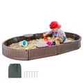 VEVOR Ovaler Sandkasten Abdeckung HDPE-Sandgrube Hinterhof 3-12 Jahre Spiel