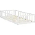 Homestyle4u Bodenbett 90x200 in Weiß mit Lattenrost 2523