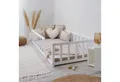Homestyle4u Kinderbett 90x200 / 120x200 Weiß Natur Holzbett Bodenbett Montessori Kleinkind (Set, mit Lattenrost), mit Rausfallschutz