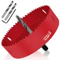 JatilEr 110MM Lochsäge, Lochsägen Set Kit Durchmesser Hochleistungs-Lochschneidöffner Bimetall-Lochsäge für Holz Aluminium Eisenblech Rohr Kunststoff usw (rot)