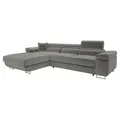 MIRJAN24 Ecksofa Torezio Mini, Stilvoll Eckcouch mit Bettkasten und Schlaffunktion, Einstellbare Kopfstützen, 280x170x70-90 cm (Farbe: Polo 894, S... - Grau
