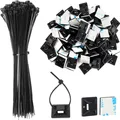 Kabelbinder Set 100 Stück selbstklebende Kabelbinderhalter Schwarz Nylon