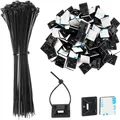 Kabelbinder Set Kabelhalter Kabelbinderbefestigung Selbstklebend Schwarz