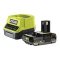 RYOBI 18 V Akku-Starter-Set RC18120-120CG (1x 2,0 Ah Lithium+ Akku, Schnellladegerät mit 2,0A Ladestrom, Lithium+Akkutechnologie setzt Maßstäbe für Laufzeit, Leistung und Lebensdauer, IntelliCell(tm))