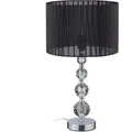Relaxdays Tischlampe Glas Schwarz Silber mit Stoffschirm 54 cm x 29,5 cm 1,8 kg