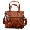 PRIDE AND SOUL 47605 Damentasche HOLLY, Damen Henkel-Handtasche, Ledertasche mit Reißverschlussfächern, Alltagstasche mit Schultergurt, Umhängetasche, Handyfach, Purse, Tasche aus echtem Leder, cognac