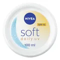 NIVEA Soft Daily UV LSF15 (100ml), 48H Feuchtigkeitscreme für Gesicht, Körper und Hände mit Vitamin E und Jojobaöl, Handcreme mit Faktor 15 Sonnenschutz spendet Feuchtigkeit tief, Vegane Formel
