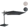 Gastronomie-Ampelschirm HWC-A96, 3x3m (Ø4,24m) schwenkbar, Polyester Alu/Stahl 23kg ~ anthrazit mit Ständer