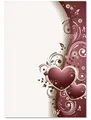 LYSCO Motivpapier Briefpapier (Blumen-5088, DIN A4 25 Blatt) schöne rote Ranken mit Herzen