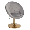 FineBuy Loungesessel Samt Design Drehstuhl, Clubsessel Polsterstuhl mit Rückenlehne, Drehsessel Cocktailsessel Lounge, Sessel mit Stoffbezug Grau