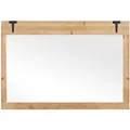 Costway Wandspiegel Zum Aufhängen 97 x 67 cm mit Holzrahmen Natur