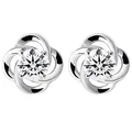LÖB Damen Ohrstecker 925 Silber rhodiniert mit Zirkonia Strass Stein Infinity Ring Blume Ohrringe Diamant Form Rund Klein Weiß 8mm