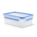 EMSA Clip & Close Frischhaltedose, rechteckig, 1 L, mit Deckel, Aufbewahrungsbox, 100 Prozent dicht, spülmaschinen-, gefrier-, mikrowellenfest, Transparent, Blau, Made in Germany, 508540