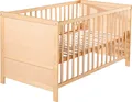 roba Kombi Kinderbett 70 x 140 - Gitterbett 3-fach höhenverstellbar - 3 Schlupfsprossen - Babybett umbaubar zum Juniorbett - Holz natur