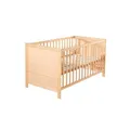 roba Kombi Kinderbett, 70x140 cm, Babybett Holz natur, 3-fach höhenverstellbar, Baby- bzw. Kinderbett mit Schlupfstäben umbaubar zum Juniorbett