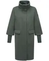 Navahoo modischer Damen Übergangsmantel in Woll-Optik Trenchcoat mit Rippstrick-Ärmeln Polarblüte 14 Stone Green Gr. XL