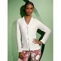 Strickjacke CREATION L, Damen, Gr. 44, beige (ecru), 50% Polyamid, 25% Modal, 25% Viskose, unifarben, Langarm, Strickjacken