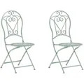 Beliani - Gartenstuhl Grün Metall 2er Set Zusammenklappbar Balkon Terrasse Garten Romantisch